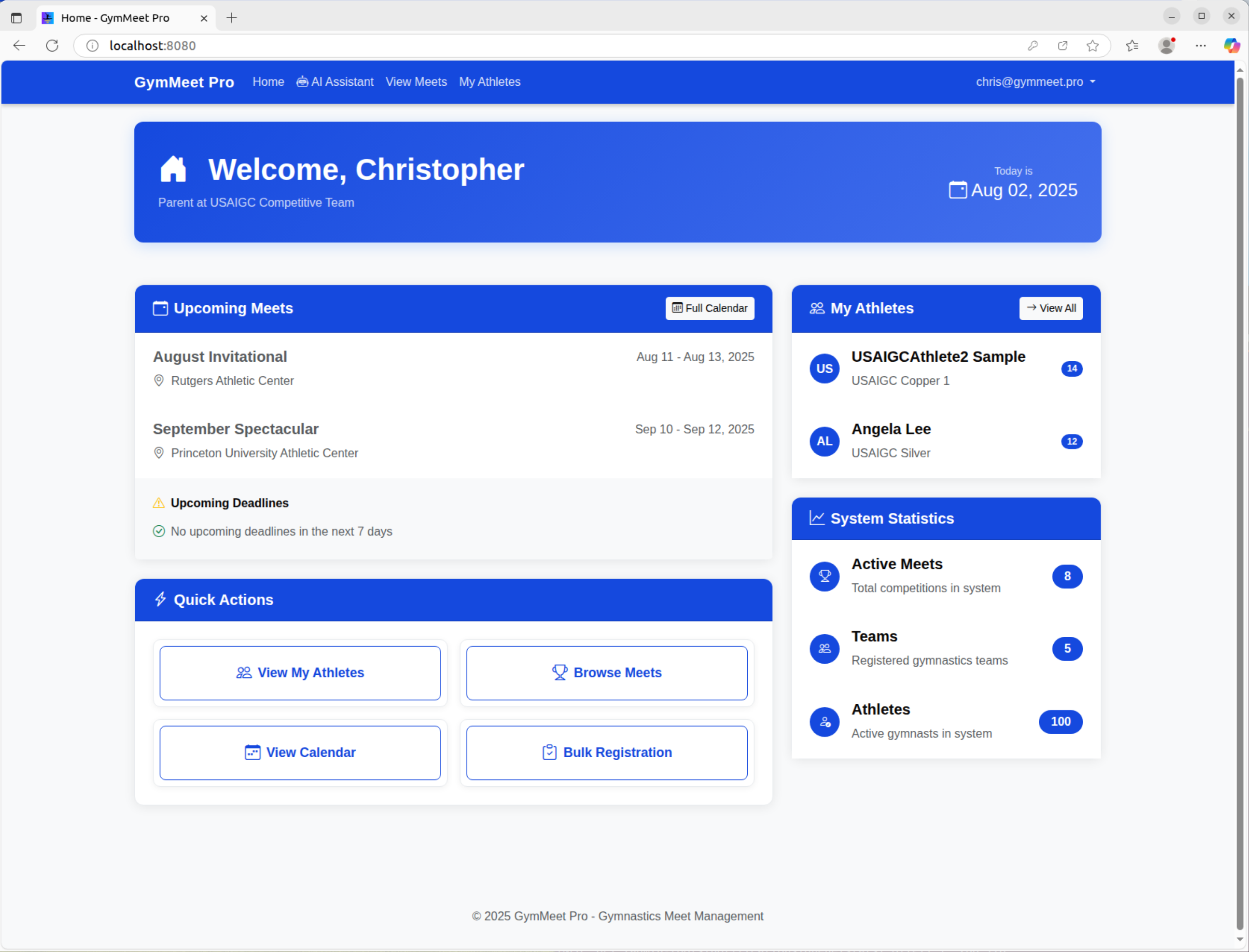 GymMeet Pro Dashboard