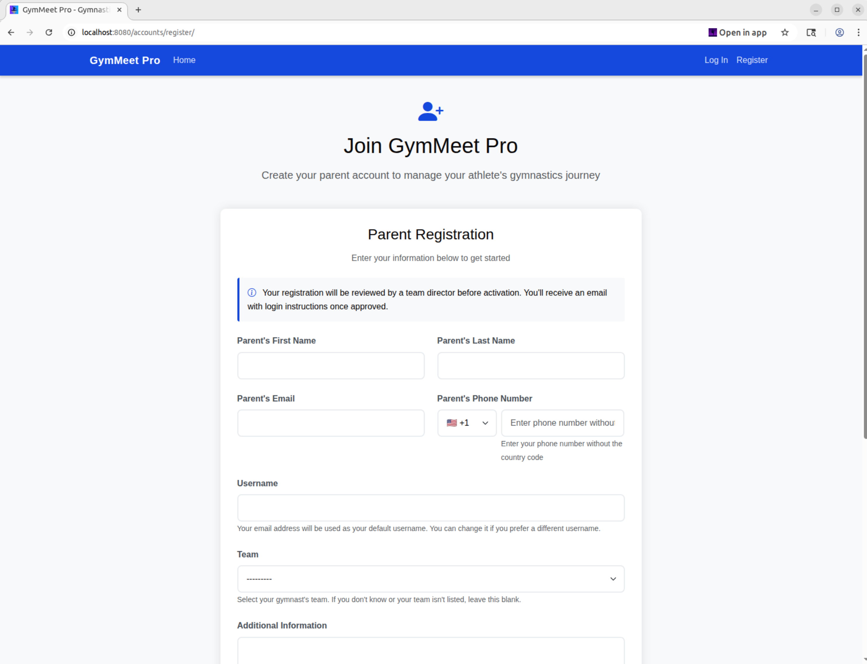 Parent registration